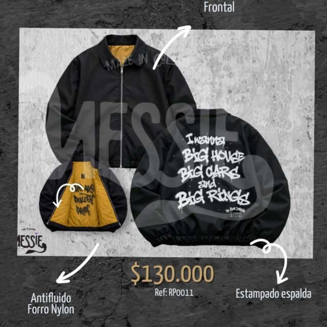 Chaqueta Bulletproof RP0011: vistas frontal, espalda y forro interior.